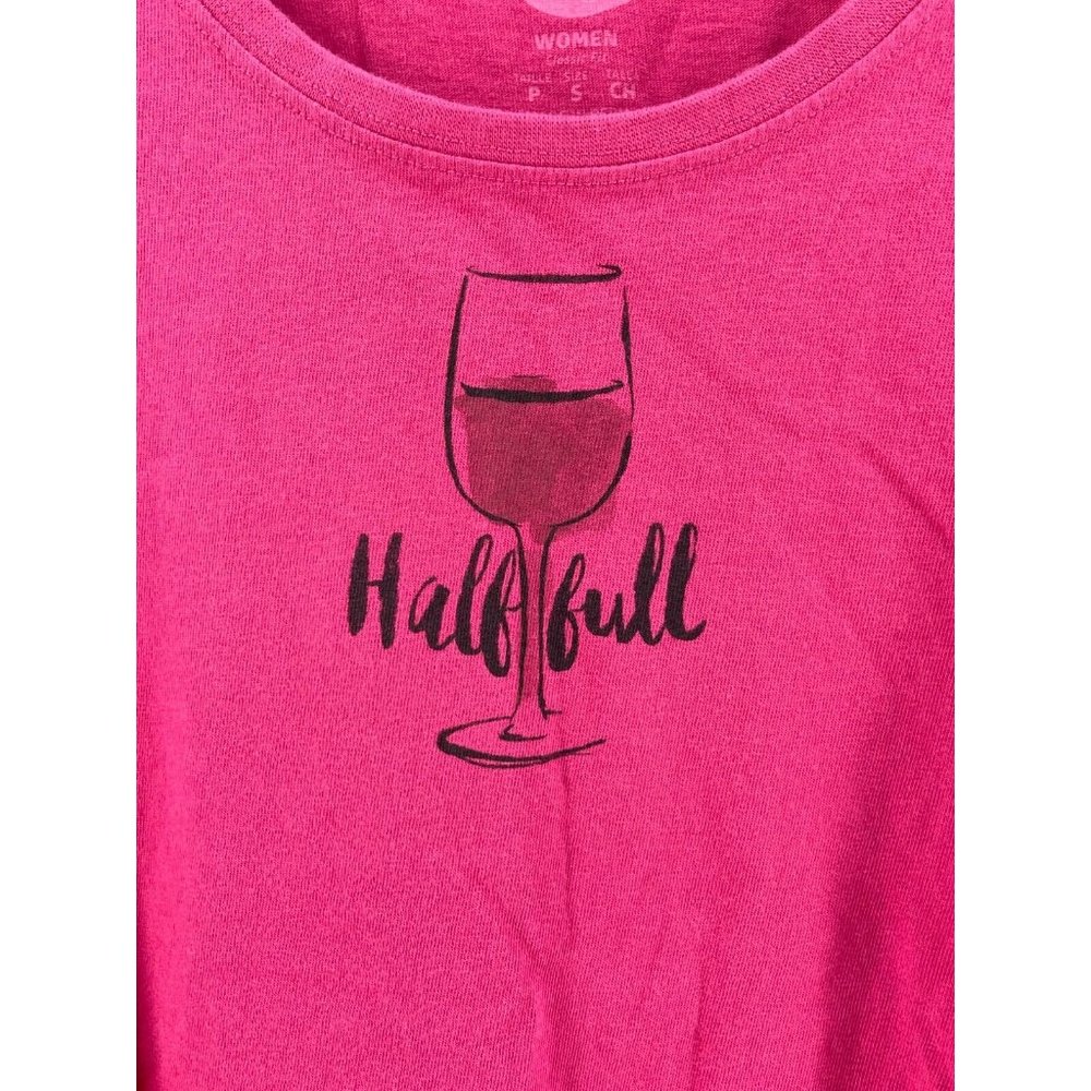 Life is Good Wine Glass Pink Short Sleeve Graphic Print T Shirt Tee Size Small - Picture 3 of 12